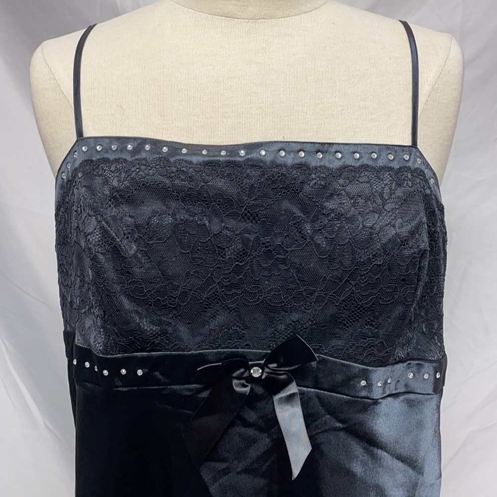 Morgan Taylor Intimates Black & Rhinestone Slip